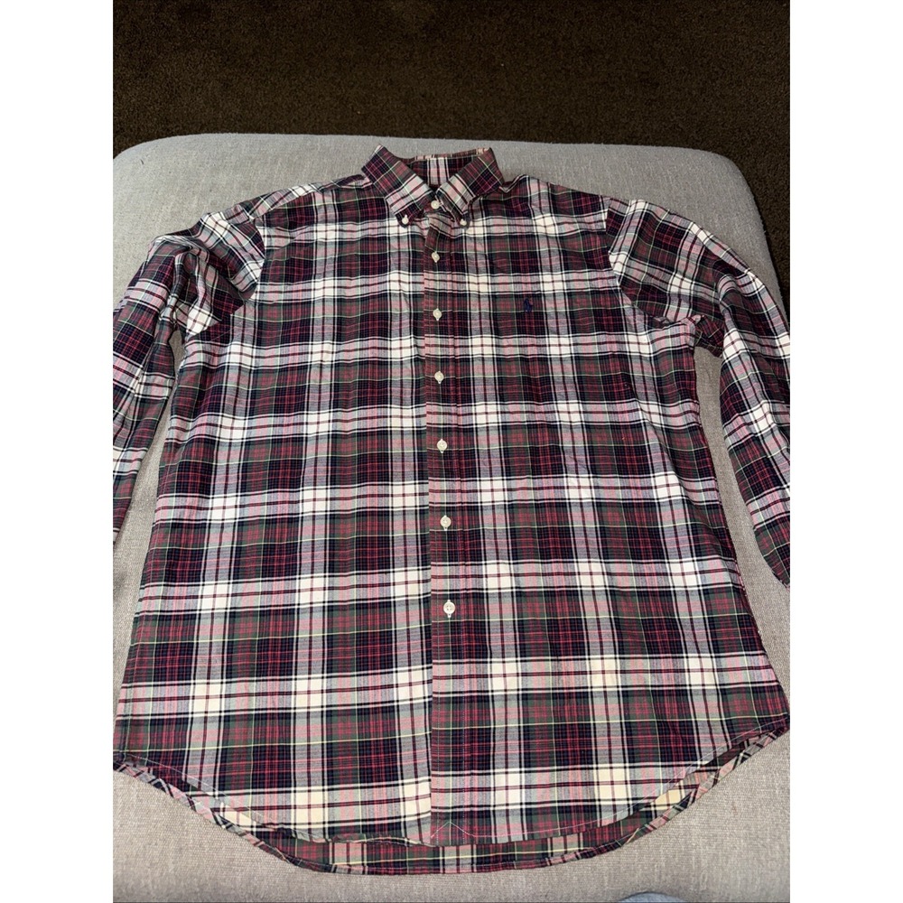 Men's Polo Ralph‎ Lauren Flannel Plaid Buttondown Shirt Large